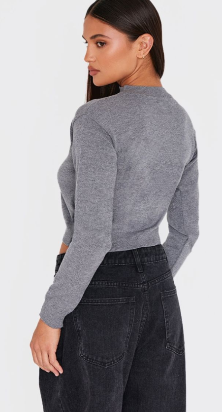 Plt - Charcoal Basic Knit Cropped Cardigan