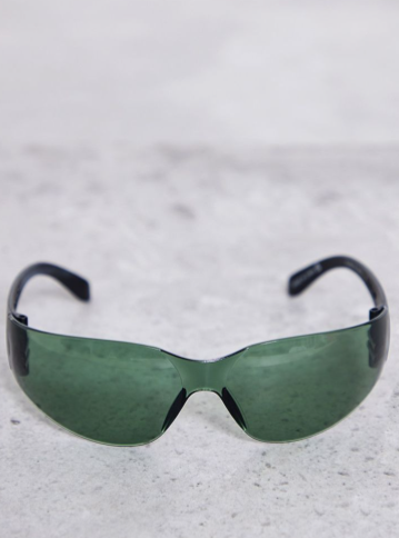 Green Lens Frameless Sporty Visor Sunglasses