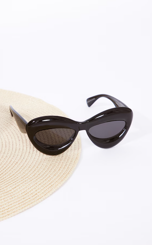 Black Pillow Effect Cat Eye Sunglasses