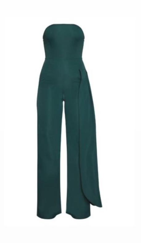 Emerald Geeen Bandeau Draped Woven Jumpsuit
