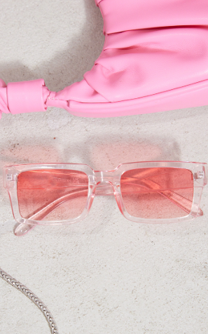 Baby Pink Rectangular Sqaure Frame Sunglasses | Accessories