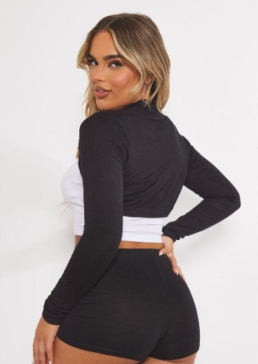 BLACK JERSEY LONG SLEEVE SHRUG