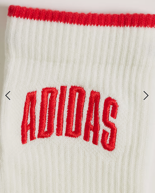 adidas Originals crew 2 pack socks in white and red