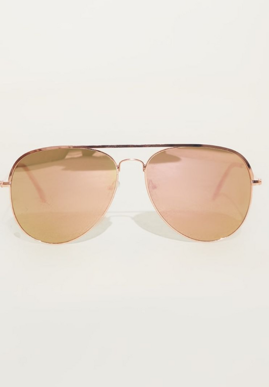 Rose Gold Thin Bar Aviator Sunglasses