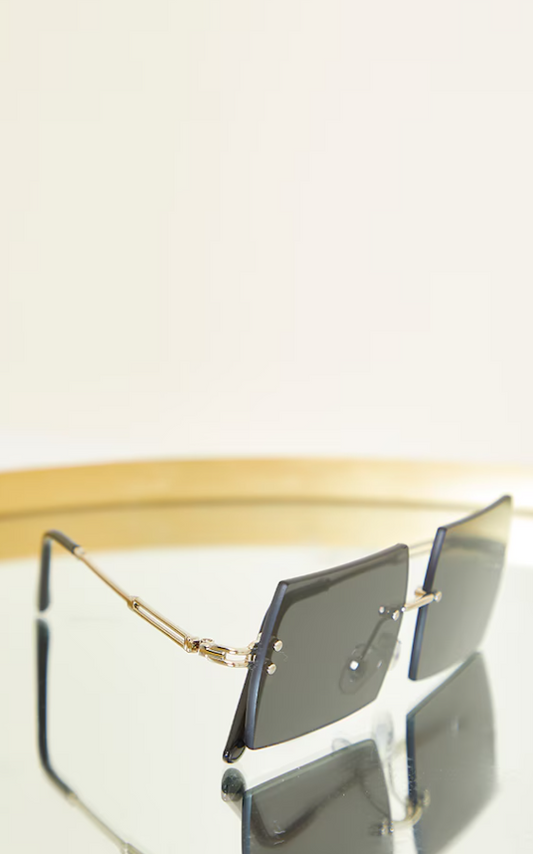 Black Frameless Square Frame Sunglasses