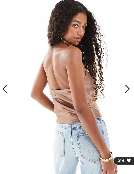 New Look satin halter top in mink