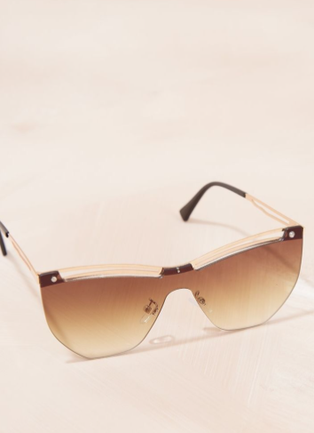 Brown Gold Top Framed Cat Eye Sunglasses