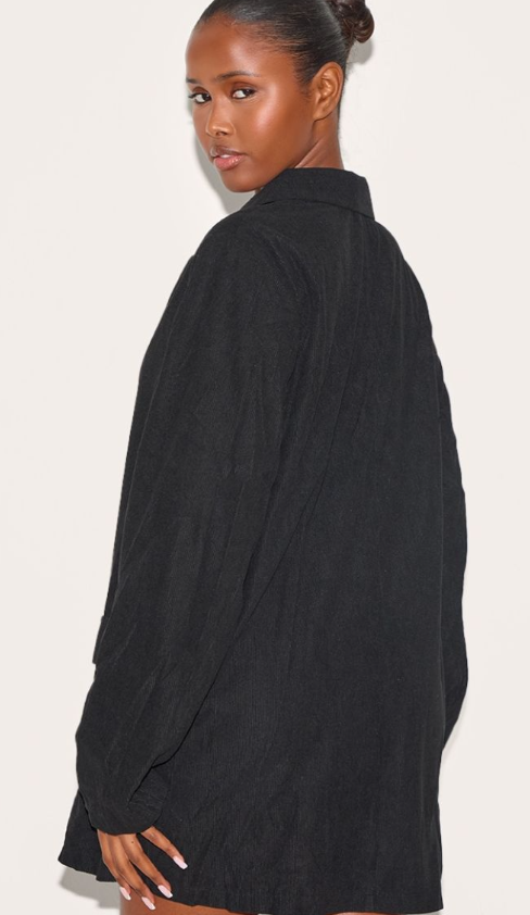 Black Cord Oversized Blazer Dress