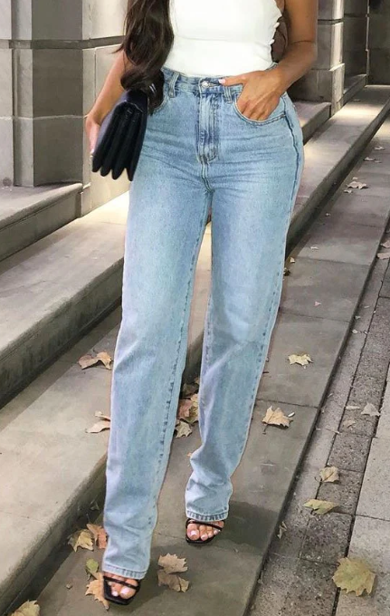 Blue Denim Extra Long Straight Leg Jeans - Blaise