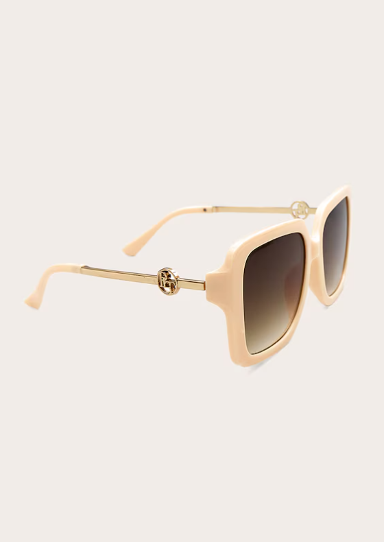 Cream Branded Oversized Square Sunglasses
