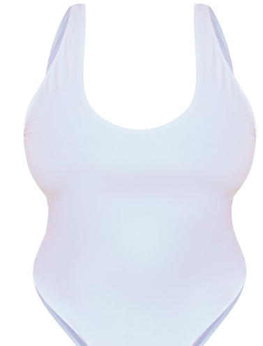 Plus White Scoop Neck Swimsuit