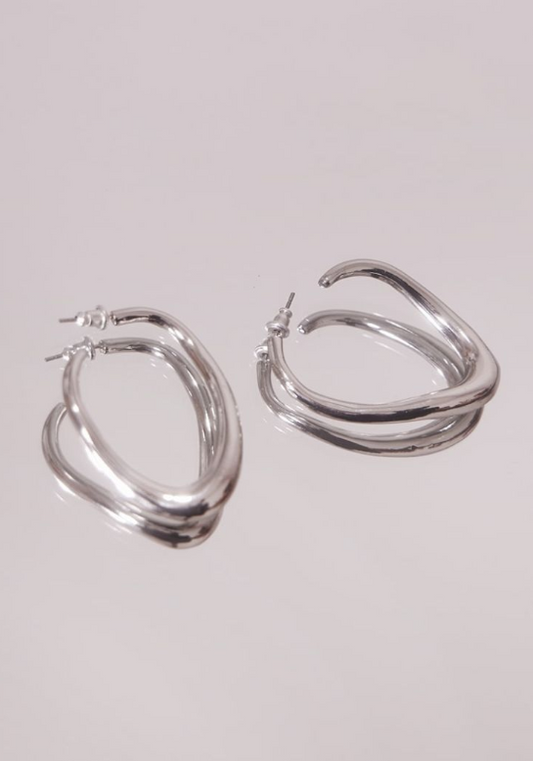 Silver Thin Curved Hoop Earrings