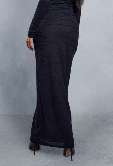 Sheer Crinkle Detail Maxi Skirt