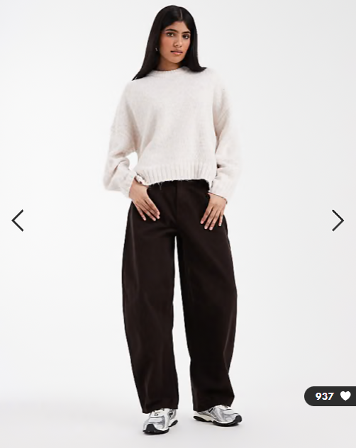 ASOS DESIGN oversized crew neck sweater with curved hem in cream