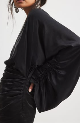 Na-kd Draped Detail Satin Dress Black