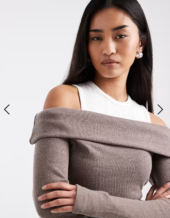ASOS DESIGN supersoft double layer fallen shoulder top