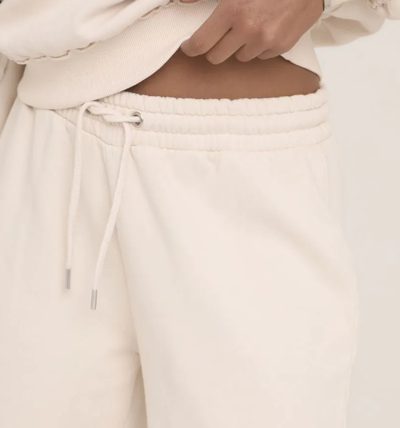 Drawstring Waist Wide Leg Oversized Joggers In Cream