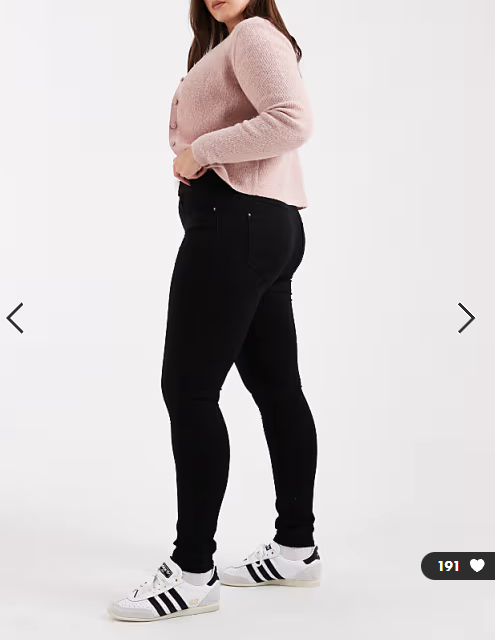ONLY Curve Augusta high waisted skinny jeans in black