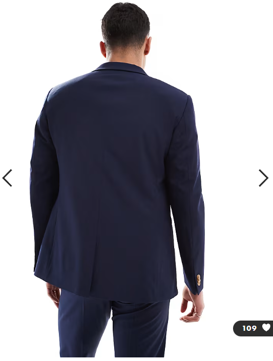 ASOS DESIGN washable slim suit jacket with lightweight worsted wool in navy