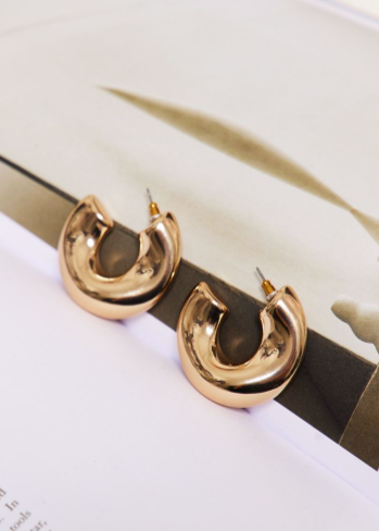 Gold Large Chunky Curved Hoop Earrings