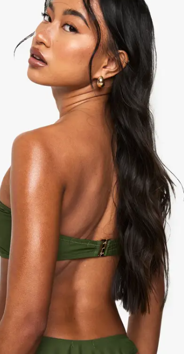boohoo Premium Swim Swirl Trim Bandeau Bikini Top