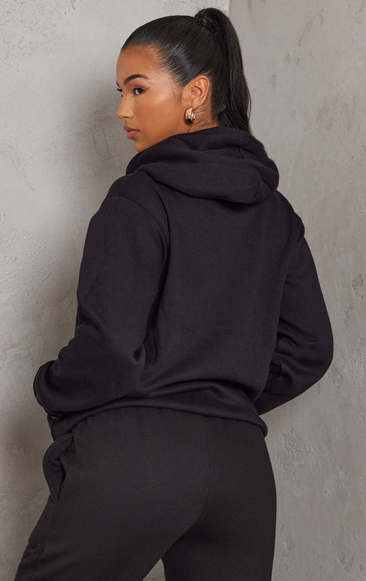Logo Black Badge Detail Oversized Fit Hoodie