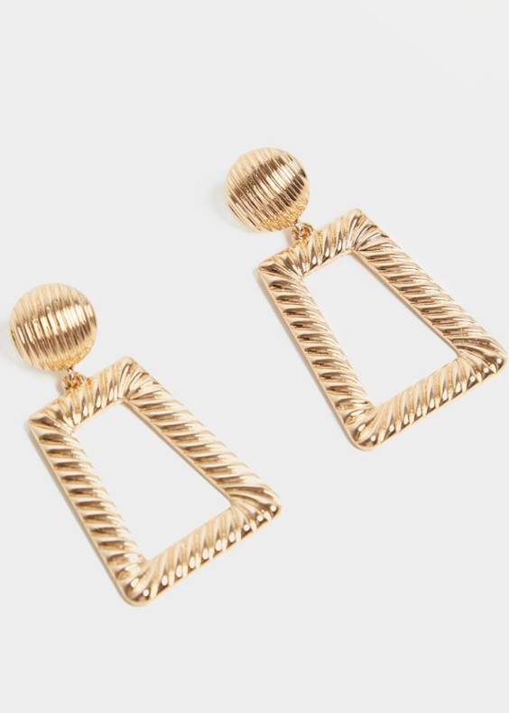Gold Circle Stud Small Line Effect Door Knocker Earring