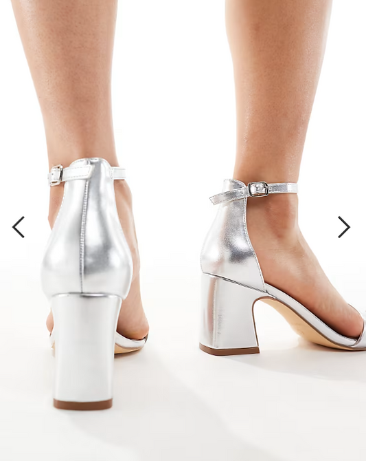 SEQWL Leal heeled sandals in silver matallic