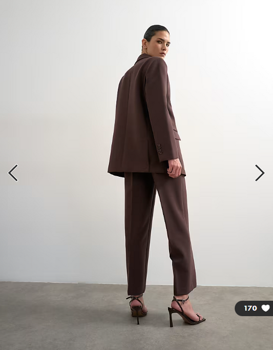 Topshop co ord mid rise clean straight trouser in chocolate