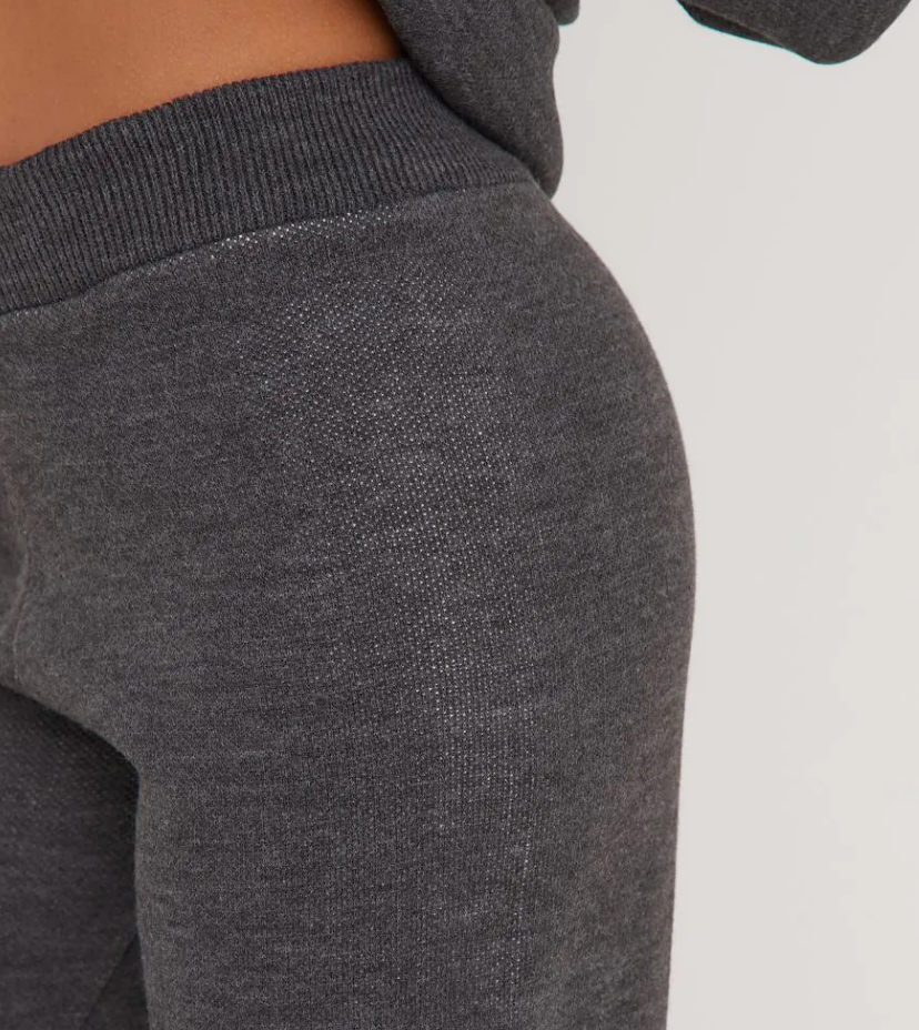 High Waist Wide Leg Joggers In Grey Knit