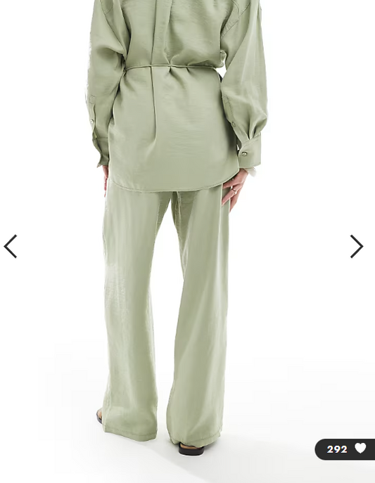 ASOS DESIGN modal tie waist wide leg trouser in olive co ord