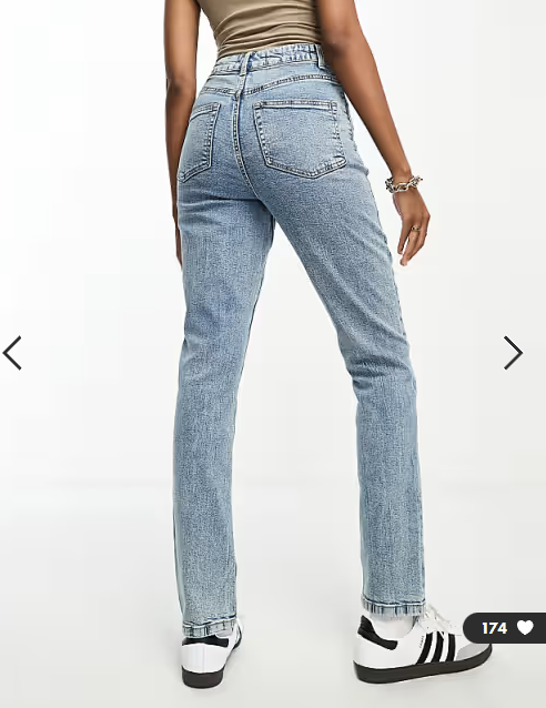 ASOS DESIGN Tall slim fit comfort mom jeans in mid blue