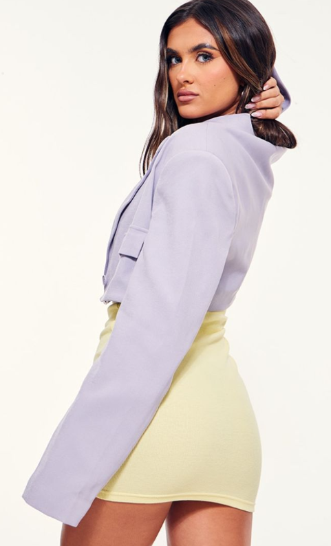 Lilac Pocket Detail Super Cropped Blazer
