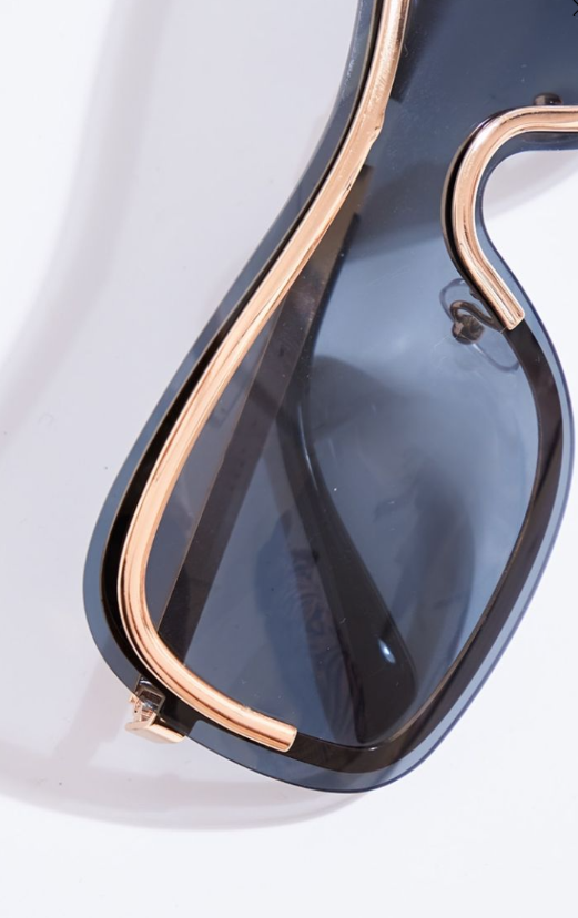 Gold Metal Detailing Visor Sunglasses