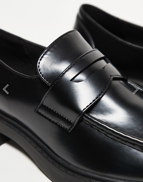 ASOS DESIGN penny loafers in black patent
