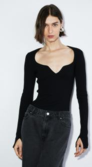 H&M - Rib-knit sweetheart-neck top