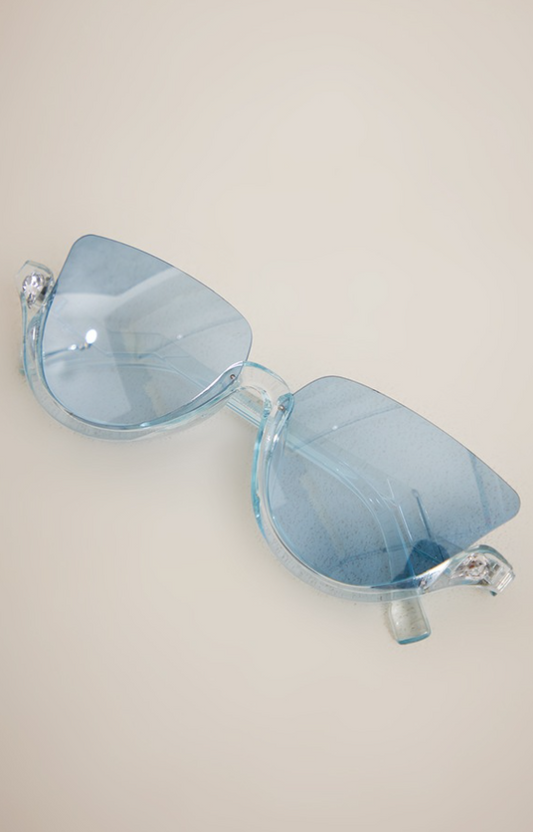 Blue Crystal Under Frame Cat Eye Sunglasses