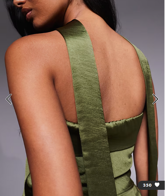 TFNC bandeau top with neck scarf detail in olive