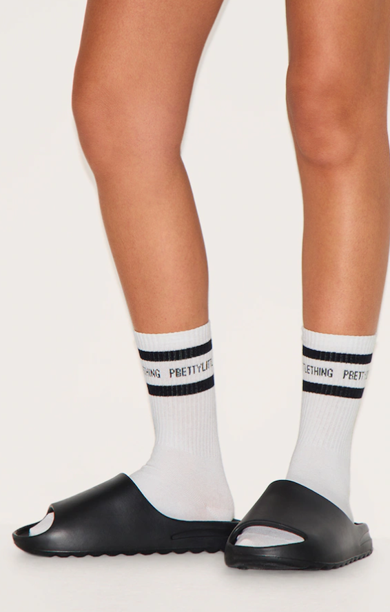 Black Rubber Ribbed Sole Slides