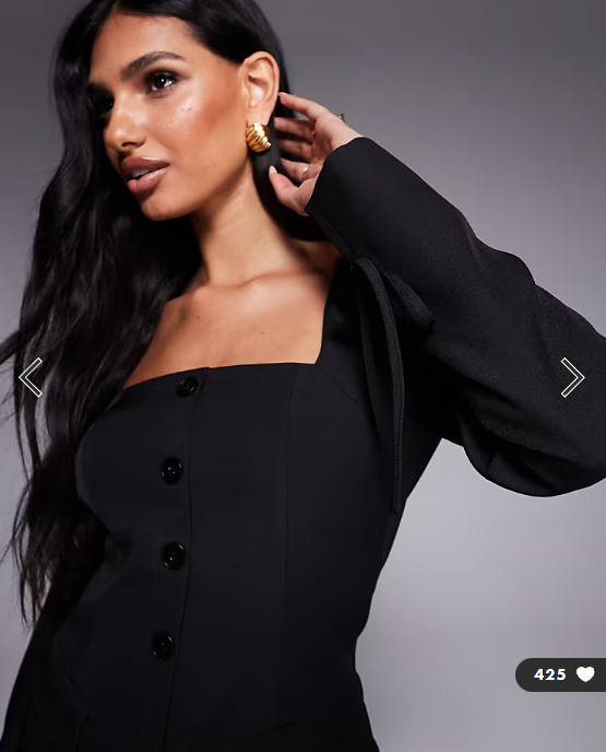 Kaiia exclusive square neck bow cuff detail tailored blazer mini dress in black