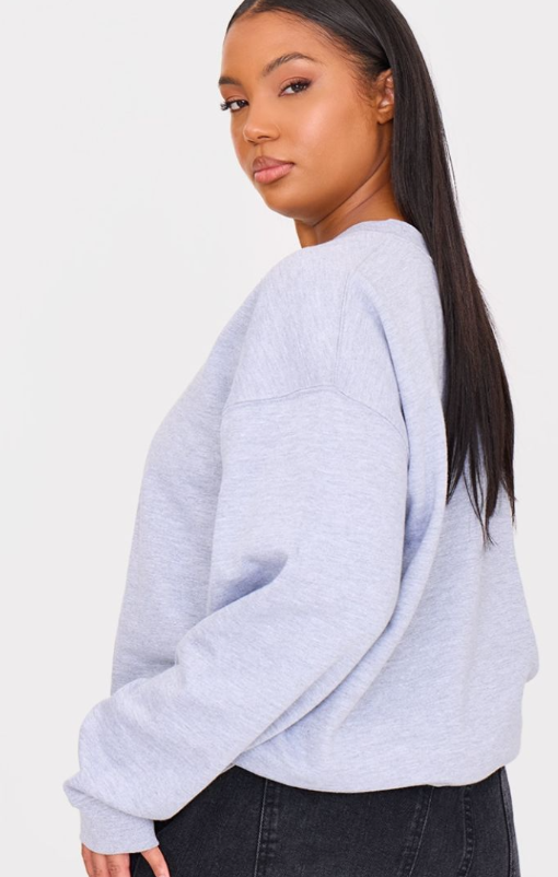Plt - Plus Grey Plain Oversized Sweatshirt
