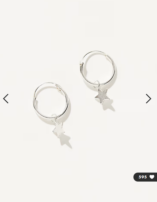Kingsley Ryan hoop earrings with star charm in sterling silver