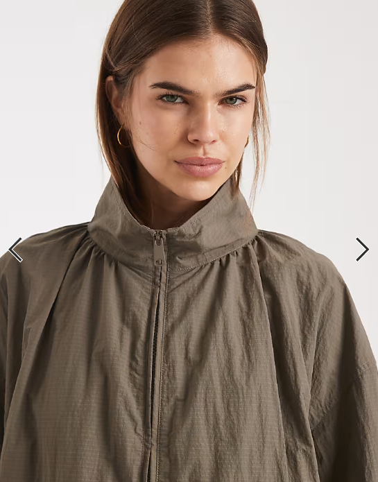 ASOS DESIGN oversized bubble hem track jacket in mushroom