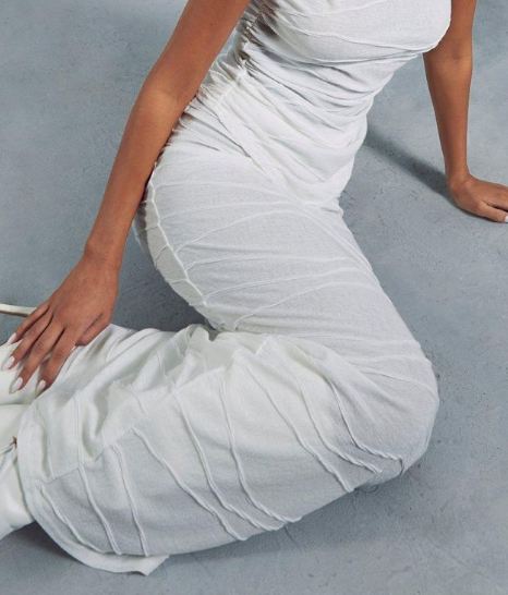 Sheer Crinkle Detail Maxi Skirt