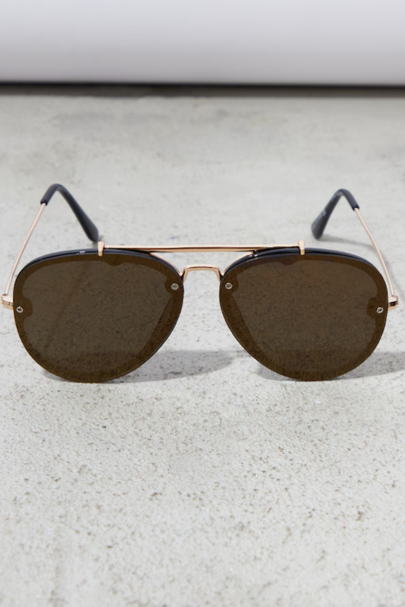 Gold Mirrored Lens Aviator Sunglasses