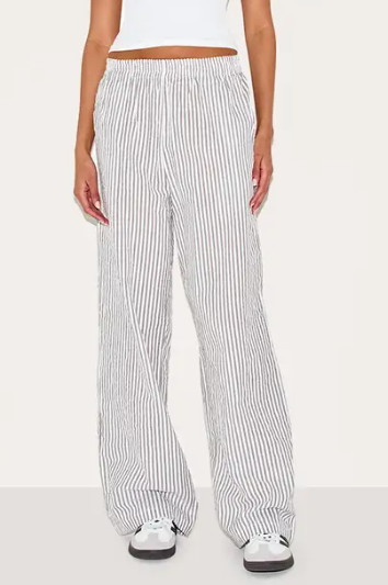 Plt - Grey Pinstripe Elasticated Waist Trousers