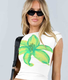 Oversized Flower White Top