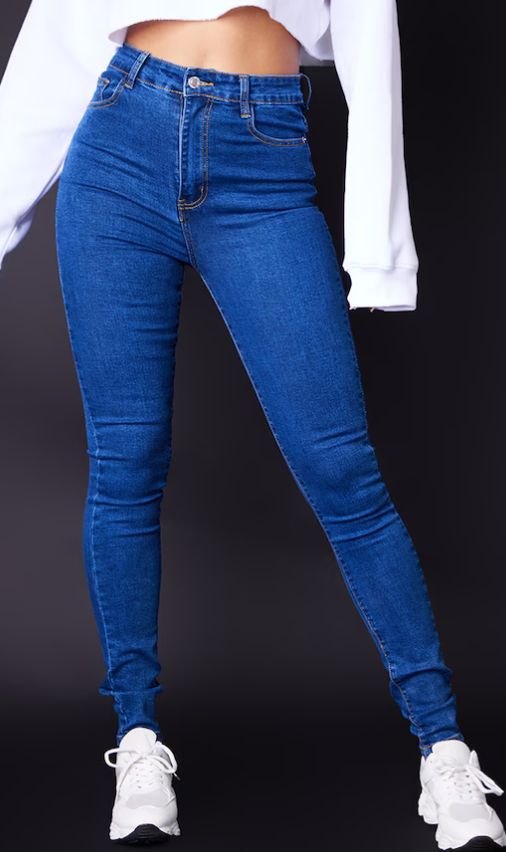 L32 Mid Blue Wash 5 Pocket Skinny Jeans