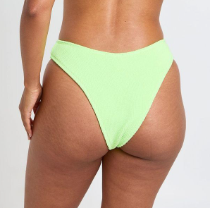 Boohoo Women's Green Textured High Leg Bikini Bottom