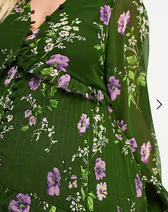 ASOS DESIGN Maternity button through pintuck maxi dress in green floral print